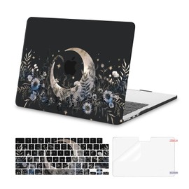 MOSISO Compatible with MacBook Air 13 inch Case 2025 2024 2023 2022 M4 A3240 M3 A3113 M2 A2681, Plastic Hard Shell&Keyboard Cover&Screen Film for MacBook Air 13.6 inch Case, Mystical Moon and Flowers