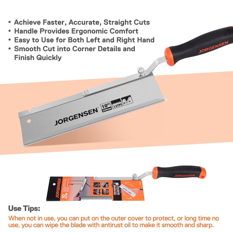 JORGENSEN 10" Dovetail Reversible Saw, Professional Cutting Jamb Saw, 13TPI