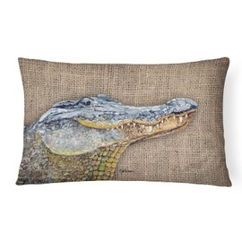 Caroline's Treasures 8733PW1216 Alligator Canvas Fabric Decorative Pillow Machine Washable, Indoor Outdoor Decorative Pillow for Couch, Bed or Patio, 12HX16W