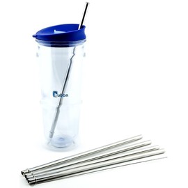 4 Pack Cocostraw for Bubba Envy 24 oz Big Tumbler PerfectFIT 18/8 Stainless Steel Drinking Straws With Cleaning Brush