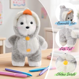 SNLN 4 Pcs Teddy Bear Plush Keychain, 6'' Stuffed Bear Pendant with Shark Dinosaur Unicorn Penguin Clothes Small Plush Animal Bulk with Removable Hat Girl Boy Kid Birthday Party Gift Class Prize