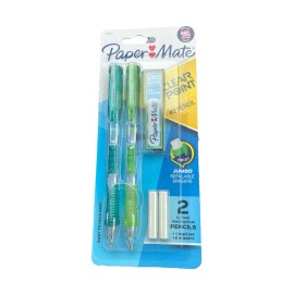 Paper Mate Clear Point Mechanical Pencils, 0.7mm, #2, Fashion Barrels, 2 Count