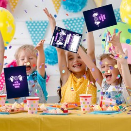 16 Sets of Video Game Party Invitations Filled Invitations with Envelopes for Boys Girls Game Themed Birthday Party Supplies Double Sided Printed Invitation Cards (Cartoon)