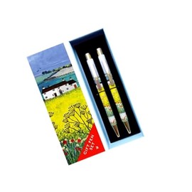 Decorative Gift Boxed Pen Set - Gorgeous Countryside design - 2 pens - great for work, home, ideal as a gift for friend, relative, colleague