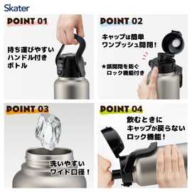 Champion STD12H One Push Direct Bottle with Handle, 47.2 fl oz (1,200 ml), Silver