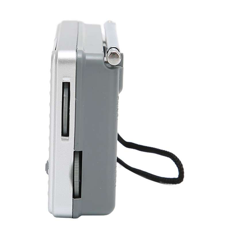 Portable Pocket Radio AM/FM Classic Elegant Design Silver Grey Battery