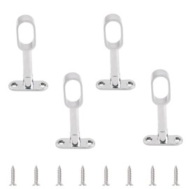INCREWAY 4pcs Silver Closet Rod Support, Aluminum Alloy Oval Wardrobe Rod End, Adjustable Hollow Rod Bracket for Cabinet Bedroom Bathroom
