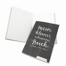 Notebook Blank A6 – My Little Black Book – Blank Blank White, Thick 170 g Recycled Paper, Sketchbook, Diary, Sketch Book with Elastic Band, CO2 Neutral