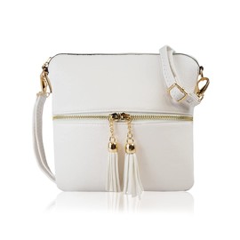 Woodland Leathers Crossbody Bags for Women, Designer Faux Leather Small Shoulder Bag for Women With Adjustable Strap, Ladies Multiple Compartments Messenger Bag Women (White)