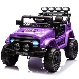 Ride On Truck Car 12V, Electric Vehicle w/Remote Control, 3 Speeds, LED Lights, Music, Spring Suspension, Ride on Car for Kids