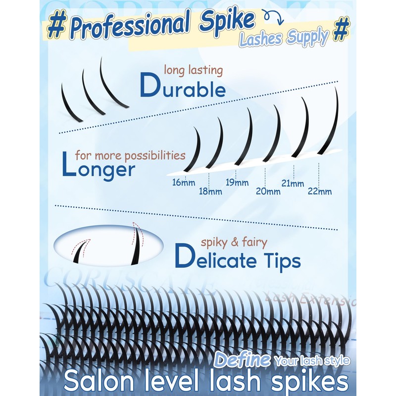 CORUSCATE Lash Clusters Spikes 16mm-22mm Lash Spikes Fairy Eyelash Spiky