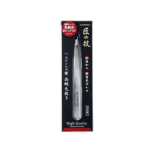 Green Bell Craftsmanship Premium Stainless Steel Tweezers, Diagonal Tip (Pack