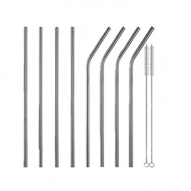 Gipel Set de 8 Popotes de Acero Inoxidable | Reutilizables y Fáciles de Limpiar | Incluye Cepillo para Lavar y Bolsa | Pajilla de Metal Inoxidable de Grado Alimenticio | Amigable con el Medio Ambiente