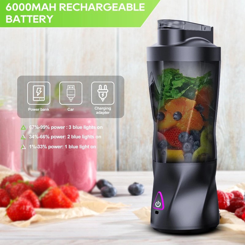 Portable Blender: 360W High-Power Motor, 6000mAh Long-Lasting Battery, 23oz Travel