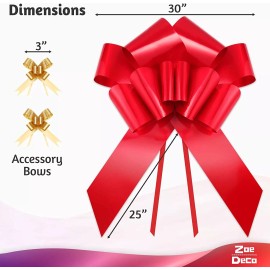 Deco Zoe Deco Big Car Bow (Red, 30 inch), Gift Bows, Giant Bow for Car, Birthday