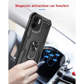 Compatible with Realme C11 4G (2020) Case,Compatible with Realme C11 4G (2020) Shockproof and Bumper Screen and Camera Protection Cover Car Magnetic Built-in Ring Kickstand Blue