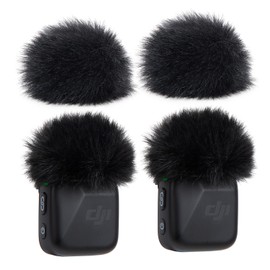 SUNMON 4 Stück Schwarz Windschutz für DJI MINI Mic, pelziger Mikrofon Popschutz Schaumstoff für DJI Wireless Mikrofon, Muff Pop-Filter Rauschunterdrückung, Mikrofonabdeckungen für DJI MINI Mikrofon