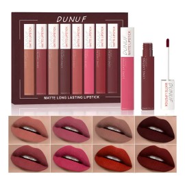Estuche De Brillos De Labios Dunuf 8 Pzas, Larga Duración