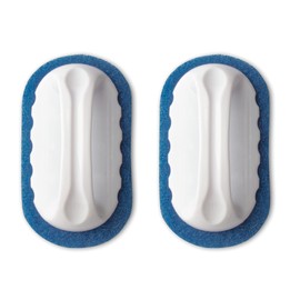 Skylarlife - Cepillo de limpieza con asa, almohadilla abrasiva para lechada de ducha y fregadero, fregadero, fregar suelo y azulejos de barco, acabado de baño, cocina, resistente, paquete de 2 unidades, color azul