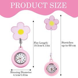KxrTpx 2Pcs Fob Watch - Fob Watches for Nurses, Clip-on Hanging & Retractable Medical Pocket Watchs for Men Women, Medical Pocket Watch Gift for Women Doctor Nurses (Pink White)