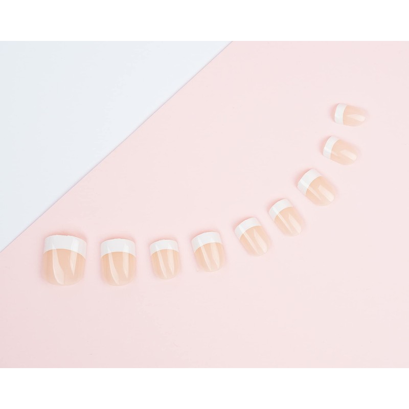 Acrylic Square Nails 24-Nail Set - French Pink