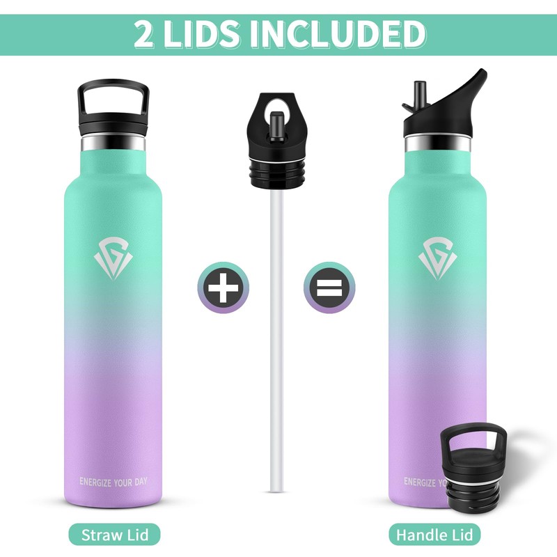 Stainless Steel Drinking Bottle, 1 Litre, Thermos Flask with Straw,