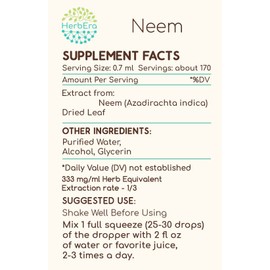Neem A120 Alcohol Herbal Extract Tincture, Concentrated Liquid Drops Natural (Azadirachta Indica) Dried Leaf (4 fl oz)