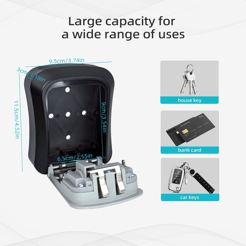 Jsdoin Key Safe Wall Mounted 4-Position Combination Key Lock Box