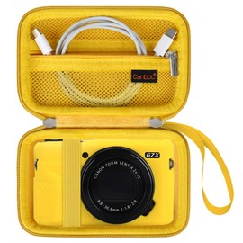 Canboc Camera Case for Canon PowerShot G7 X Mark II/ G7X Mark III Digital 4K Vlogging Camera, Point and Shoot 4K Video Camera Bag, Zipper Mesh Pocket fits USB Cable, Batteries, Yellow