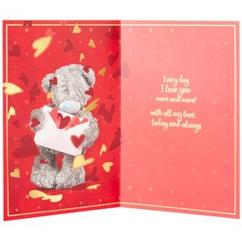Me to You Bear HUSBAND Anniversary 3D Holographic Husband Anniversary Card, White,153mm x 230mm / 6 inch x 9 inch,ALM93047