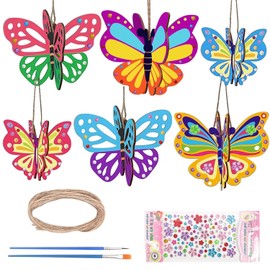 JanFebMar 13 Pieces 3D Wooden Butterfly Craft Sets for Children, Creative Art & Craft Supplies, 3D Butterflies for Crafts, Ideal Gifts for Boys and Girls