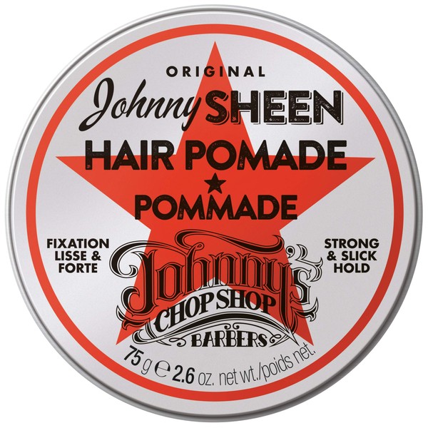 JOHNNY'S CHOP SHOP Original Sheen Men's Hair Pomade Strong & Slick Hold, Moisturizing Oil Blend, Long Lasting High Shine Barber Recommended 2.64 oz