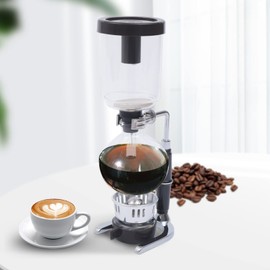 FLYHERO Vacuum Coffee Pot, 5 Cups(500ml), Siphon Syphon Coffee Maker, Borosilicate Glass, Stainless Steel, Black