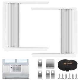 Window Air Conditioner Side Panels with Frame, Adjustable AC Insulation Side Panels for Window Units, Air Conditioner Accordion Filler Curtain Kit Replacement for 5000-8000 BTU Units