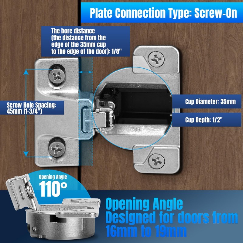 8 PCS Replacement for 30.310-11.02 Blum Cabinet Hinges, 110 &