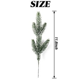 TIHOOD 13PCS 11.8” Snow Frosted Artificial Pine Branches Christmas Snowy Pine Needles Fake Greenery Pine Spray Picks for DIY Crafts Garland Wreath Xmas Embellishing Home Holiday Decoration