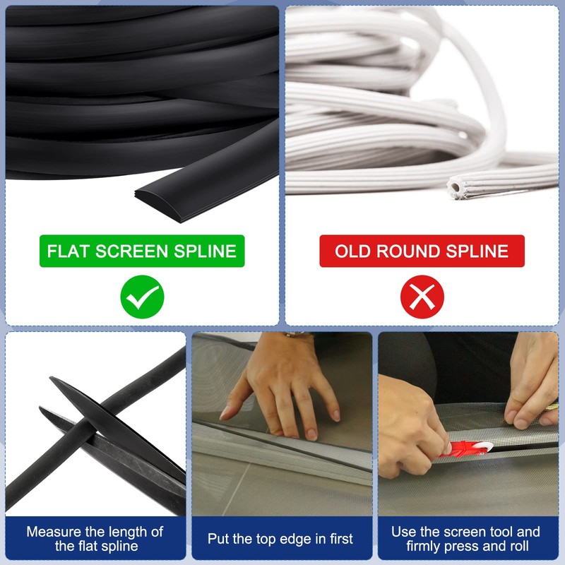 Flat Screen Spline 0.315 Width Vinyl Screen Spline Flat Bottom