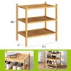 BMOSU 3-Tier Bamboo Small Shoe Rack Premium Stackable Shoe Shelf