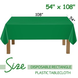 Xnluothsk Green 6 Pack Plastic Tablecloth 54"x 108" Rectangle Tablecloth Disposable Table Cloth for Parties