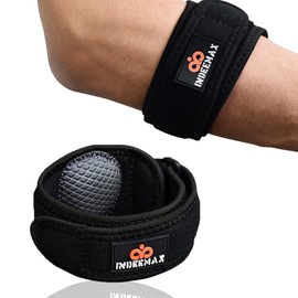 INDEEMAX Elbow Brace, Adjustable Tennis Elbow Bandage for Men Women, Elbow Bandage for Epicondylitis Brace, Tendonitis, Forearm Pain, Golfer's Elbow, Sports, Strength - Black, 1 Pack