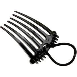 Black Bandette Comb, Comb with Elastic Band,Ponytail Bump It Up Volume Inserts Combs Fluffy Hair Comb Hair Styling Tool with Elastic Rubber Band Hair Combs