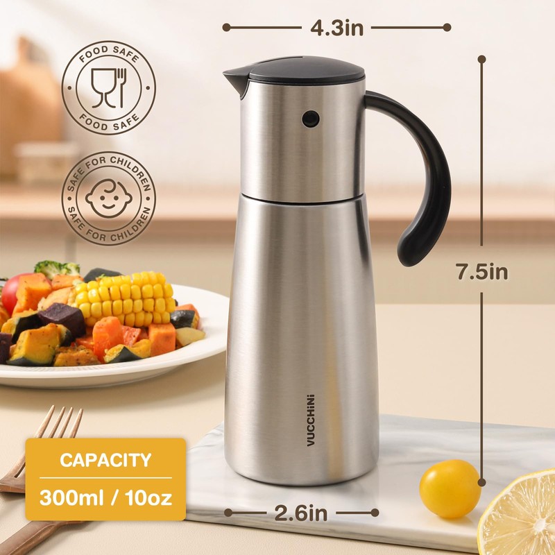 Vucchini - Botella dispensadora de aceite de cocina con tapa