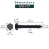 5/16 x 2 Black Hex Head Lag Screws Bolts (10