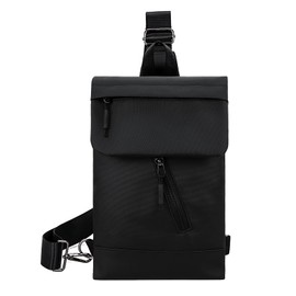 FuninCrea Men's Shoulder Bag Flap Anti-Theft Sling Bag Men with 4 Zip Pockets, Waterproof Synthetic Leather Crossbody Bag Men's Small Messenger Bag with Adjustable Strap, black