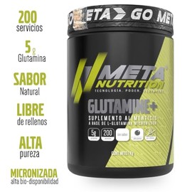 Meta Nutrition Glutamina Micronizada de Alta Pureza, Value Size 1Kg, 200 servicios. Post-workout