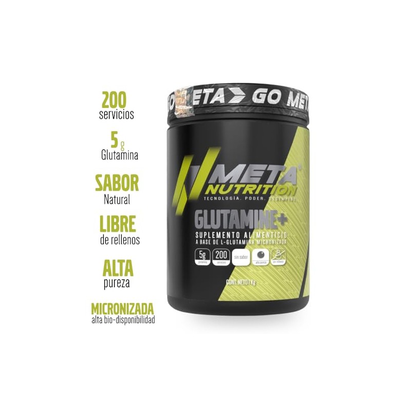 Meta Nutrition Glutamina Micronizada de Alta Pureza, Value Size 1Kg,