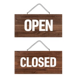 Two-face Open Close Sign, Wooden Domestic Cedar (Dark Brown)