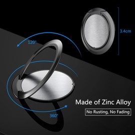 yuejuhe Mobile Phone Ring Holder Magnetic Pack of 2 Mobile Phone Ring Ultra Thin 1.8 mm 360° Rotatable Finger Holder Mobile Phone Ring Holder Hand Mobile Phone Holder Finger Stand for Smartphone Tablet