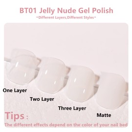 OPUIU Milky White Jelly Gel Nail Polish Nude Sheer Gel Polish Translucent Nail Gel Soak Off UV LED Color 15ml