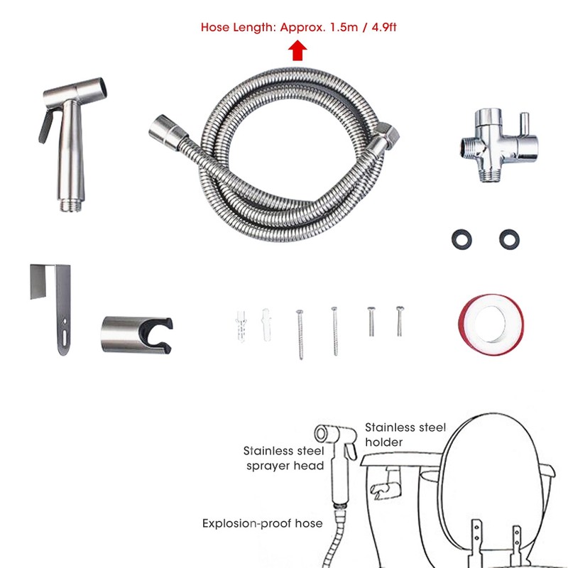 Stainless Steel Bidet Sprayer Spray Head Toilet Attachment Cleaning Tool